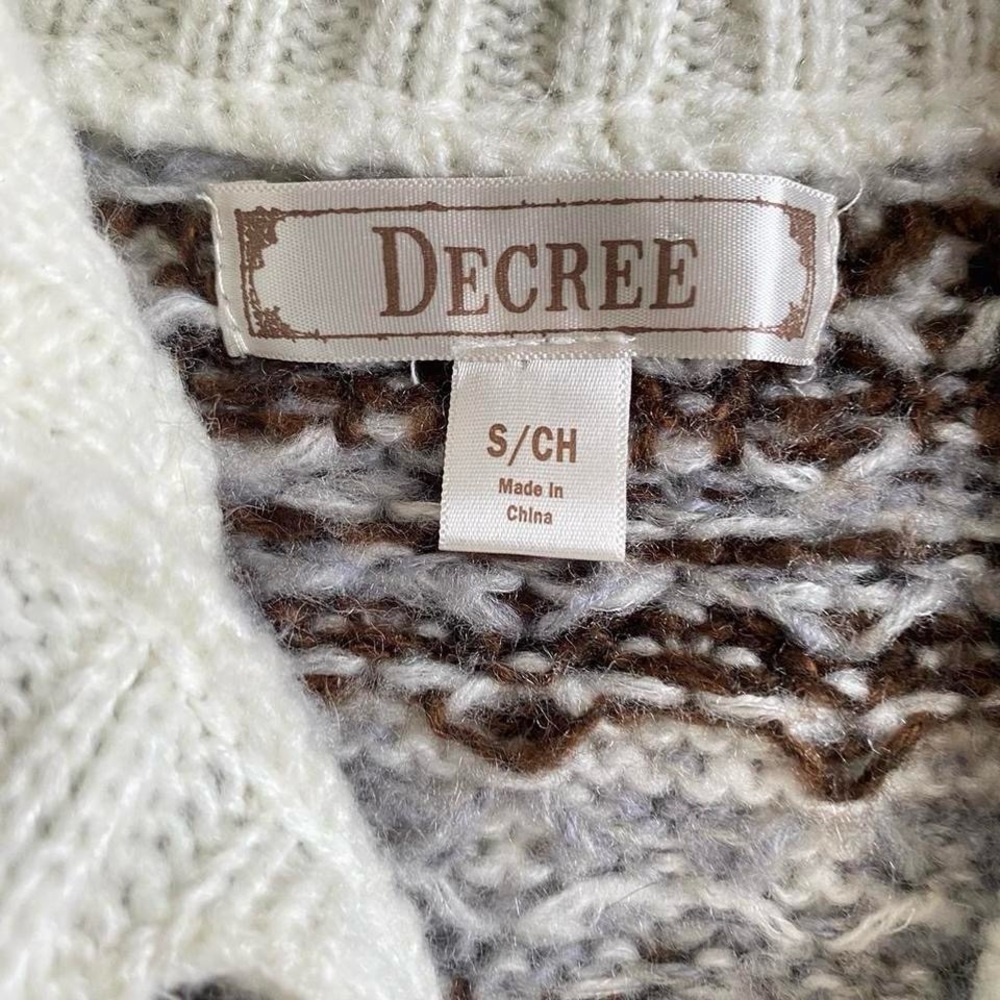 Y2K fuzzy white fair isle cardigan - Picture 4 of 8